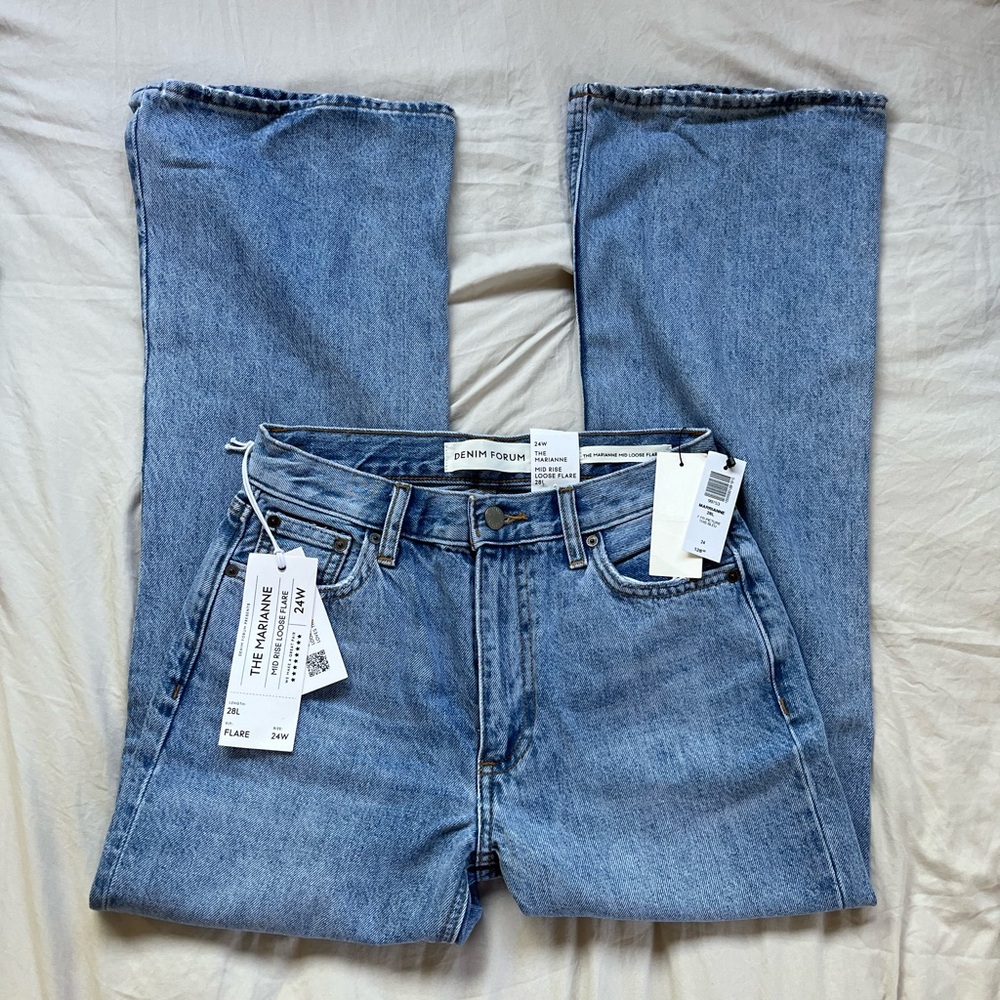 NWT denim forum marianne mid rise loose flared jeans size 24